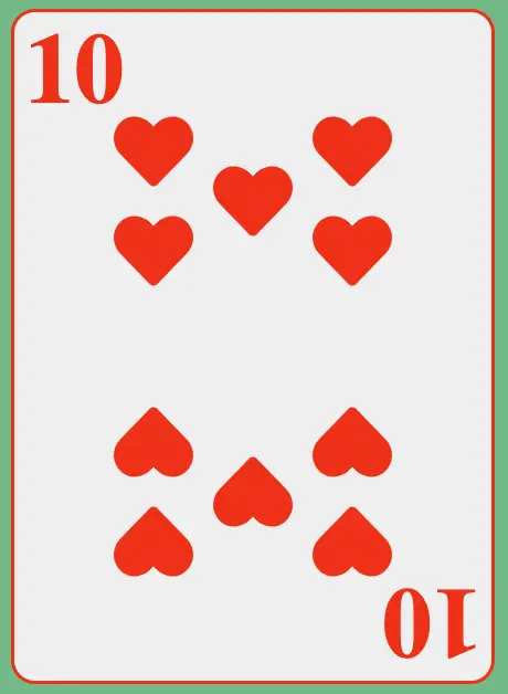 The 10 of Hearts Playing Card front face