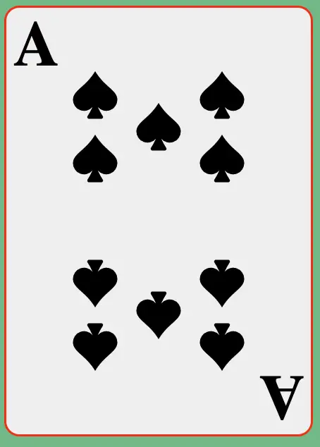 The Ace of Spades playing card showing the face