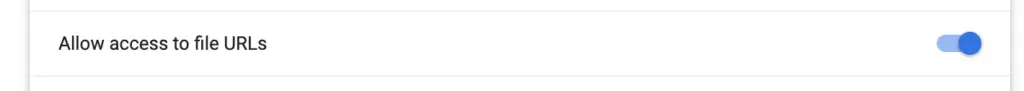 Chrome extension setting "Allow access to file URLs"