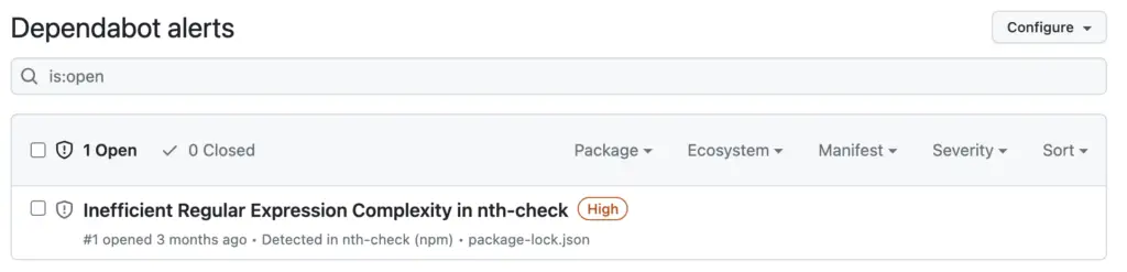 GitHub Dependabot Alert