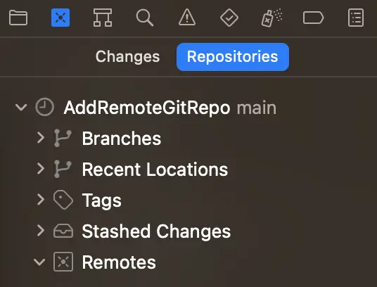 Source Control Navigator with tree expanded